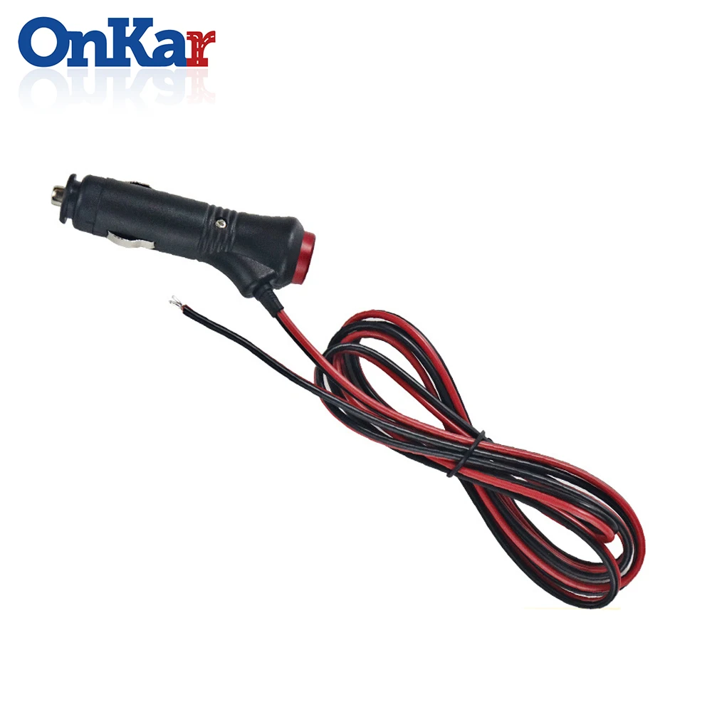 ONKAR Автомобиль Мотоцикл/мотоцикл 12 V-24 V пробки прикуривателя Питание кабель для подключения адаптера с кнопка включения лампы Встроенный 5A предохранитель