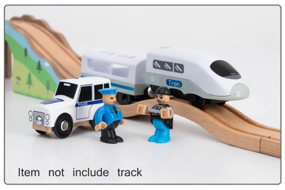 Neues Feuerwehrauto Magnetische Eisenbahn Krankenwagen Polizeiauto Feuerwehrhelikopter Kompatibel mit Brio Holzschienen Kinderspielzeug – Detail 2