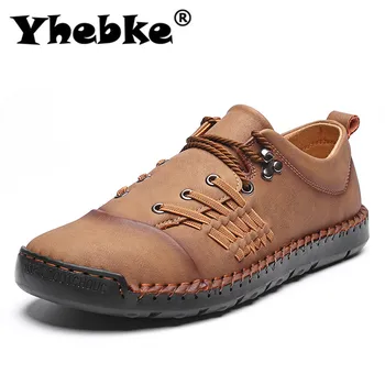 

Yhebke Men Casual Luxury Leather Loafers Slip Ons Flats Driving Comfort Shoes Handmade Sewing Footwear Men Sneakers Size 39-48