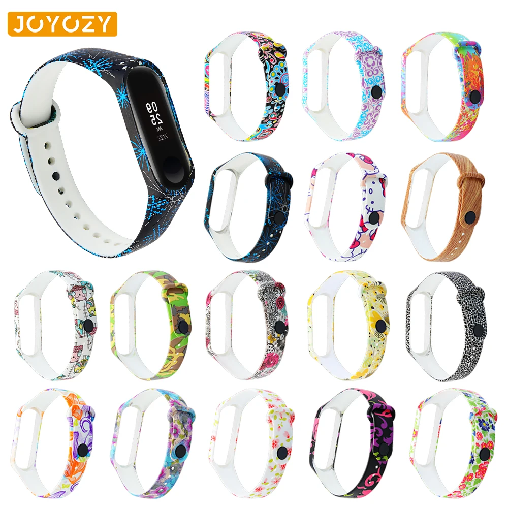 Новый браслет Joyozy с принтом силиконовый ремешок для xiaomi mi band 3 водонепроницаемый