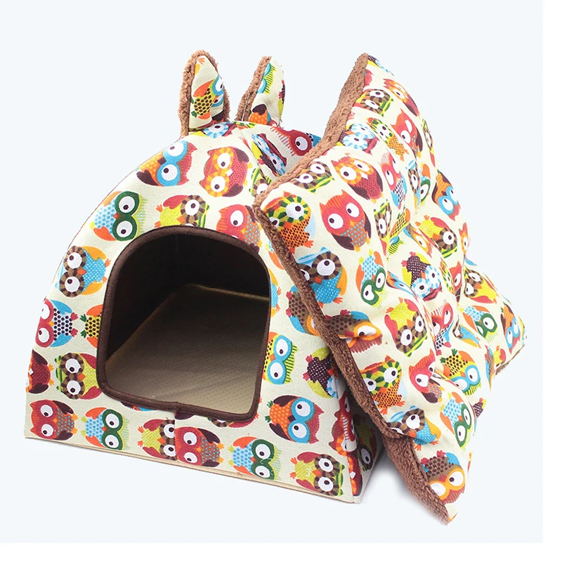 

Cartoon Dog House For Small Medium Dogs Beds Foldable Soft Warm Kennel Nest Cat Tent Puppy Sleeping Mat Cushion Pet Supplies