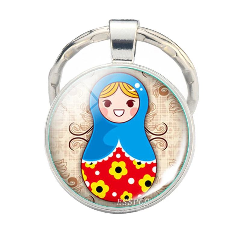Русскоязычная Матрешка, кукла, набор ключей, брелок для ключей, Лаки, куклы, фото, стеклянный кабошон, брелок для ключей, детские подарки, рождественский подарок