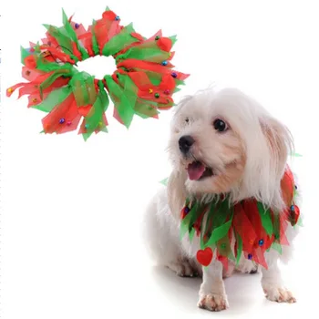 

1 Pet Dog Cat Christmas Halloween Styling Collar Streamer Cute Atmosphere Print Christmas Dress for Dogs or Cats