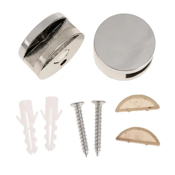 

2 Pcs with Screws ~Metal Alloy Round Mirror Holder Clip Set Clamp Bracket