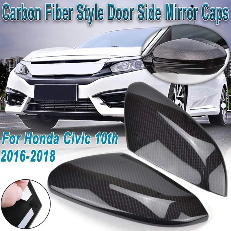Carbon Fiber Rear View Side Mirror Cover Rear View for Honda Civic 10Th