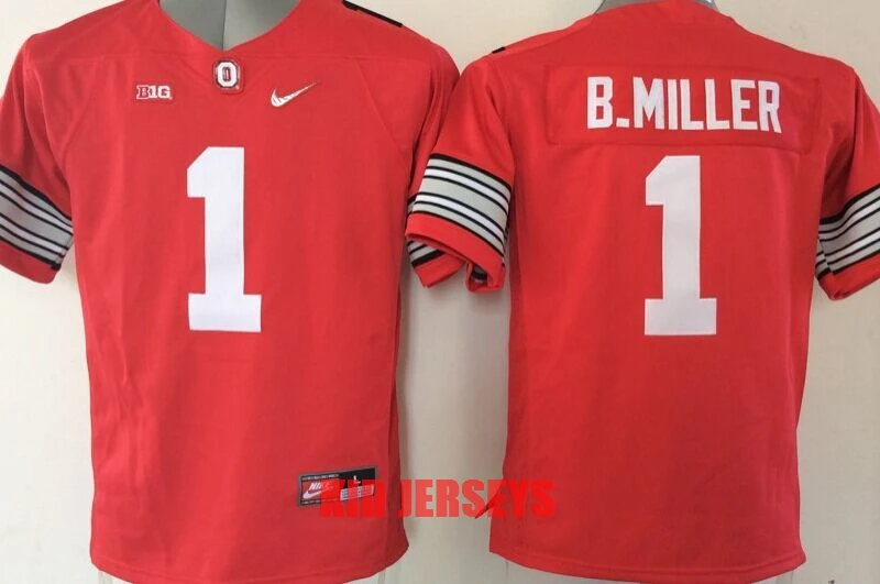 Белый Сезон, штат Огайо Buckeyes#1 B. MILLER 4 цвета Молодежный детский трикотаж - Цвет: Белый