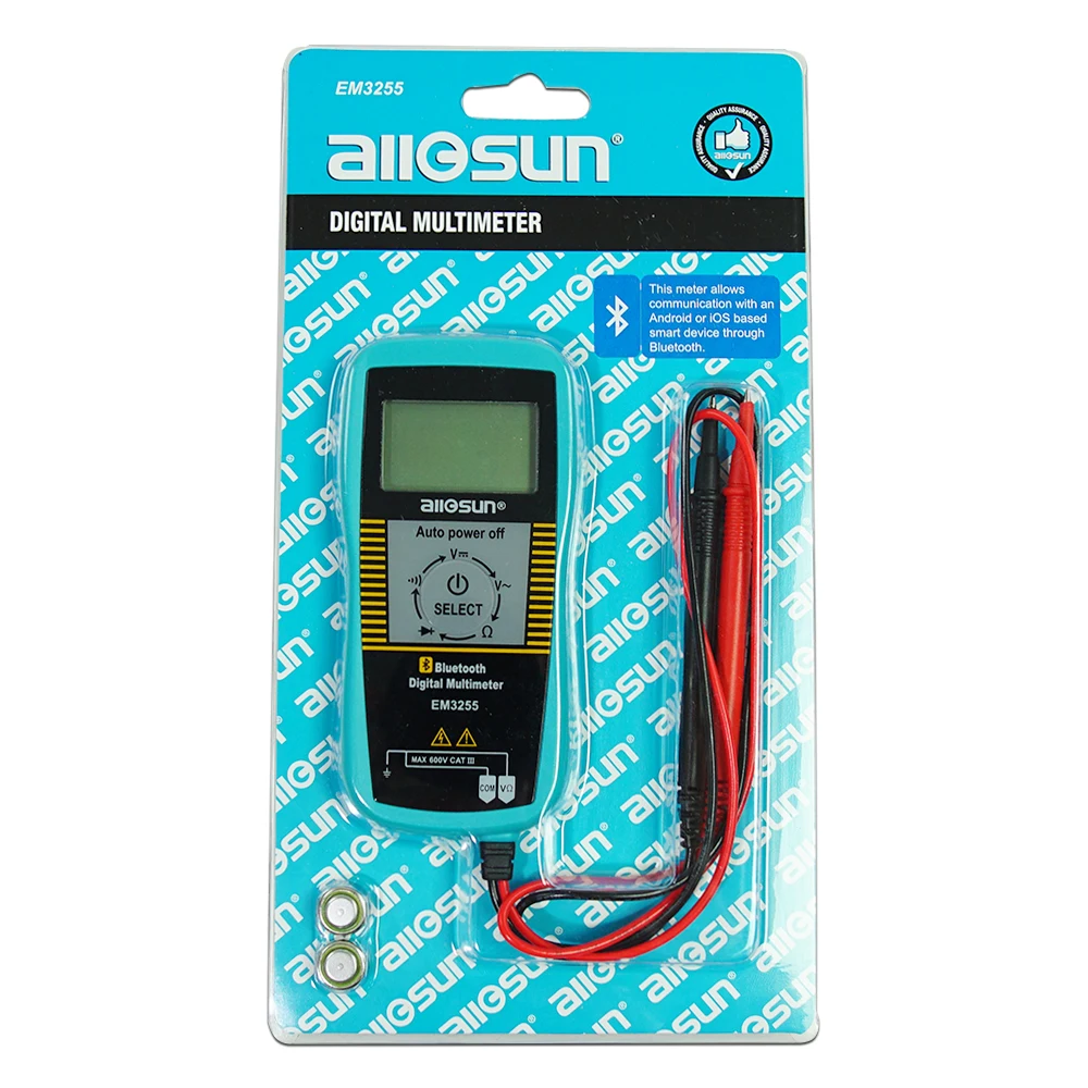 Pocket Auto Digital Multimeter Bluetooth-Compatible Measure DC and AC Voltage, Resistance, Diode and Continuity All-sun EM3255