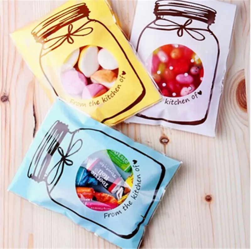 20 pcs/lot Plastic Cellophane Bottle Pattern Candy Cookie Gift Bag Self Adhesive Pouch For Wedding Birthday Party Decor