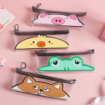 

Creative Animal Pattern Pencil Case Transparent PVC Large Capacity Pencilcase Student Stationery Storage Bag school supplies