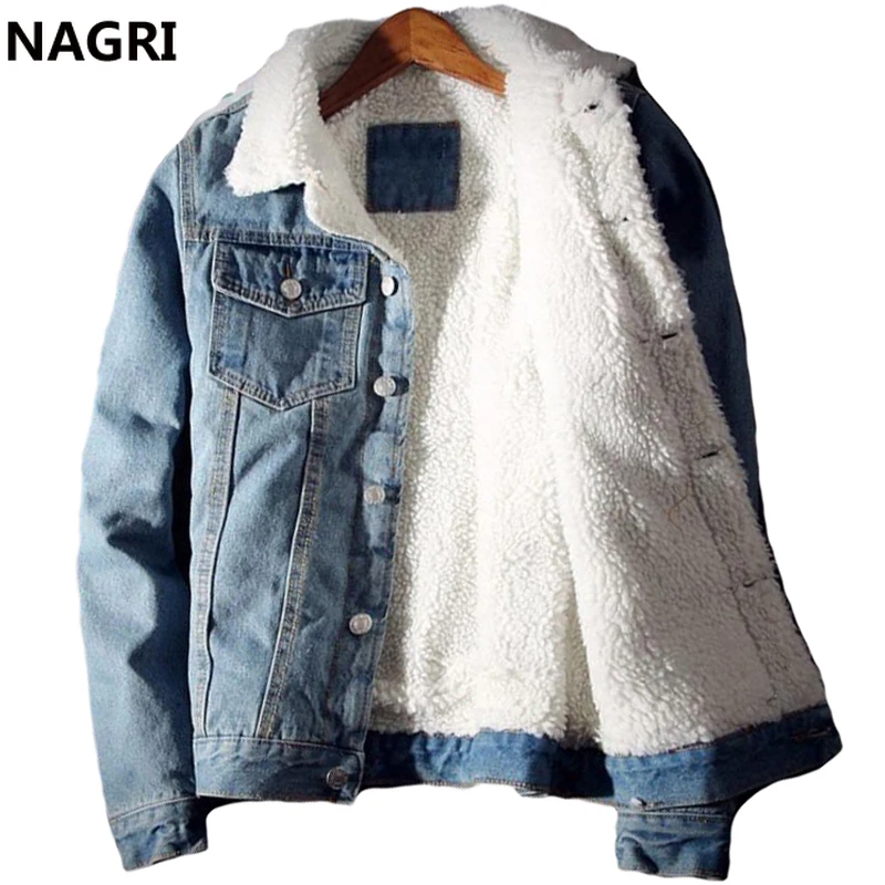 Зимняя джинсовая куртка мужская флисовая шерстяная подкладка трендовая Толстая