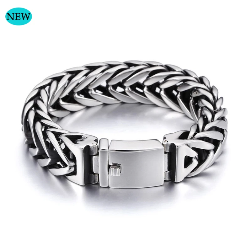 Кубинская цепь Будда браслет 23 см мужские ювелирные изделия сталь Мужская цепь 17 мм широкий браслет из нержавеющей стали браслет подарок BB006