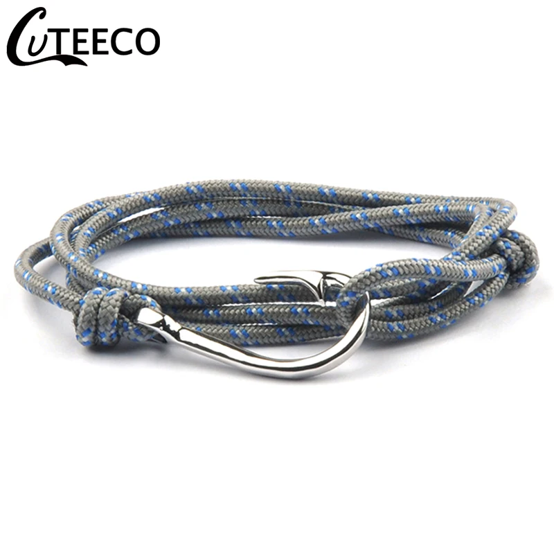 CUTEECO многослойный веревочный браслет с крючком для рыбы pulseras hombre hope морской якорь