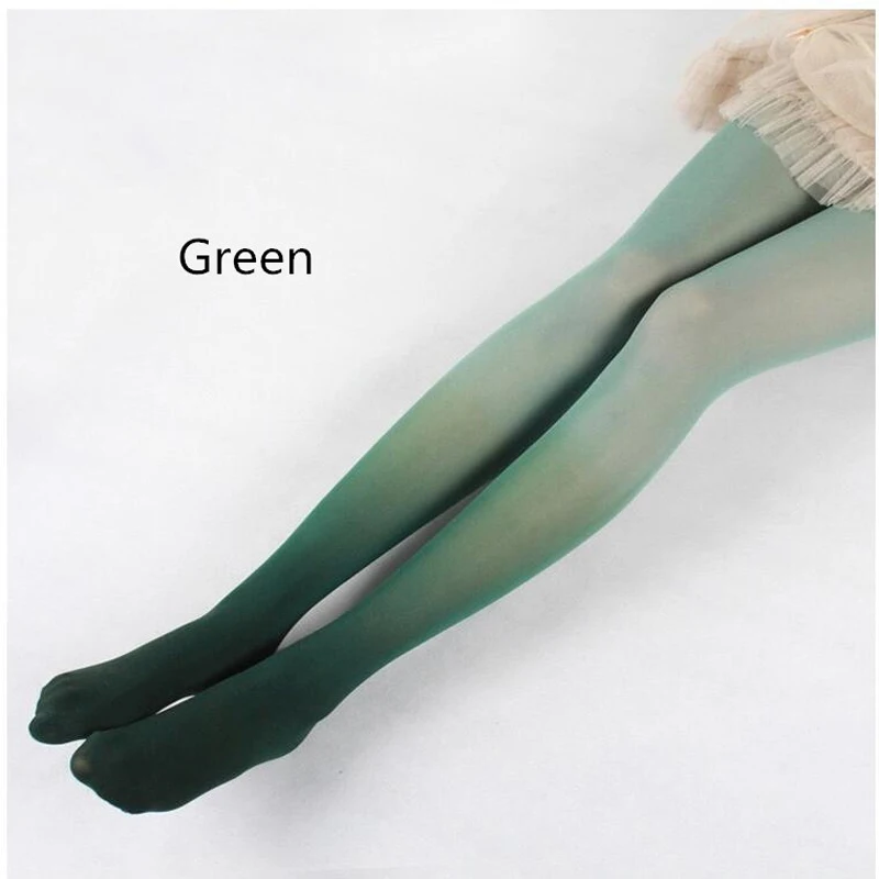 green stockings Женские чулки градиентные цветные длинные чулки секс рождественские акции синий розовый коричневый желтый фиолетовый - Цвет: green stockings