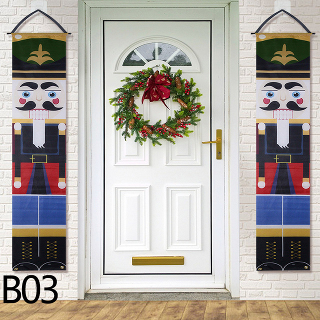 Year 2022 Nutcracker Soldier Banner Merry Christmas Decoration Home Door Curtain Couplet Porch Hanging Ornament Xmas Decor
