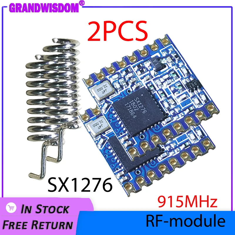 2PCS 915MHz super low power RF LoRa module SX1276 chip Long-Distance communication Receiver0and Transmitter SPI IOT with antenna allrey 2pcs car horn 12v high low double tone super loud horn with relay harness button electric snail horn alarm signal for car