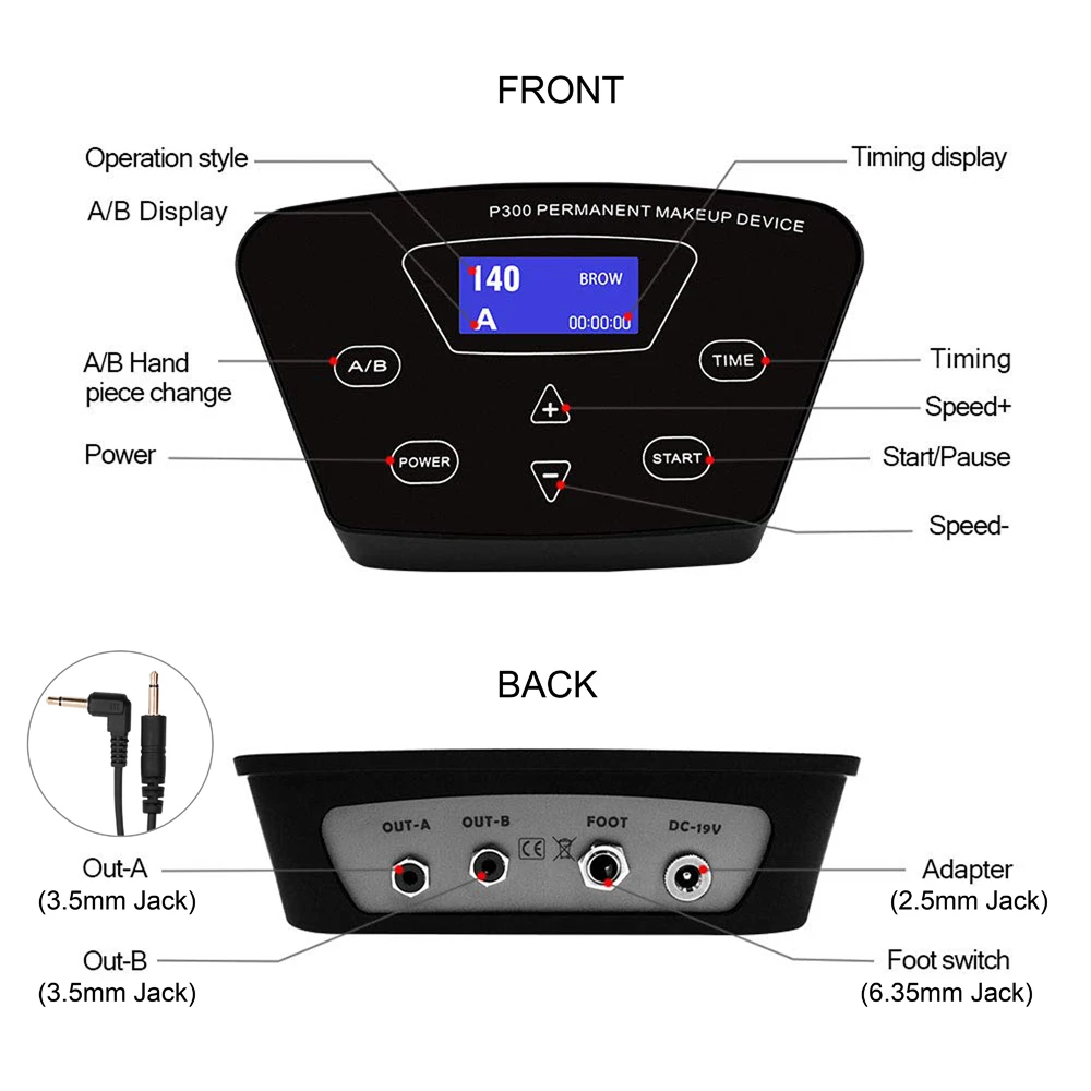 Biomaser-máquina de tatuagem permanente para sobrancelhas, conjunto de tatuagem, maquiagem, permanente, caneta delineadora, sobrancelhas, lábios, p300 + hp100