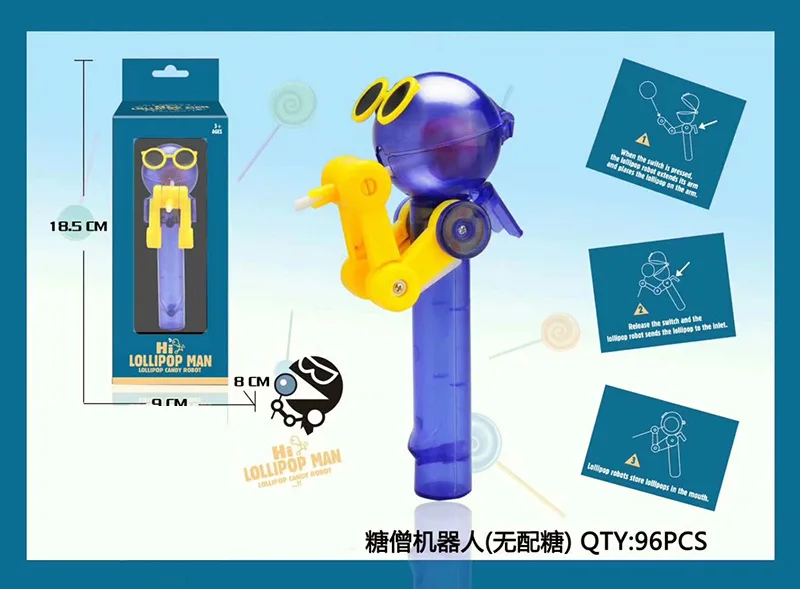 

Douyin Celebrity Style Eat Lollipop Useful Product Lollipop Toy Robot Sugar Monk Robot Coax Baby Useful Product