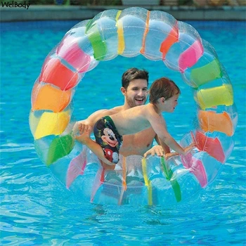 

36 Inch Inflatable Water Wheel Roller Float Kids Colorful Giant Roll Ball For Boys And Girls Swimming Pool Toys Grass Plaything