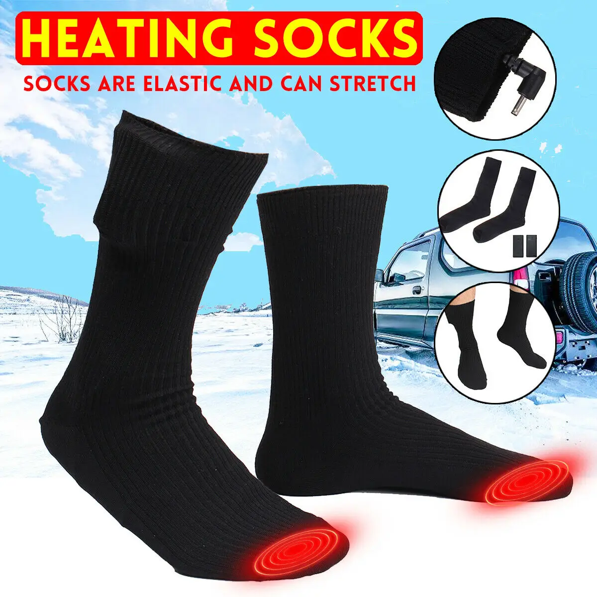 Warmer Socks Electric Heated Socks Hot Thermal Cotton Heated Socks Sport Ski Socks Winter Foot Warmer Electric Warming Sock