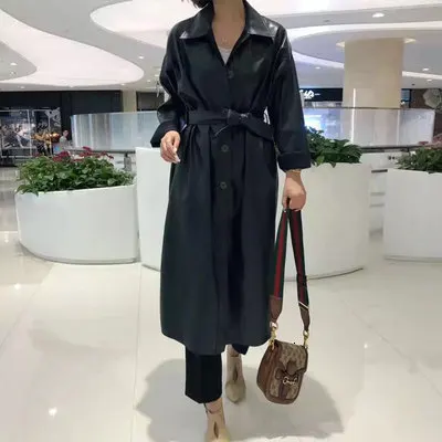 astounding  LANMREM Solid Color Single-breasted Long-sleeved Slim Split Belt PU Leather Jacket Clothing 2020 Sp