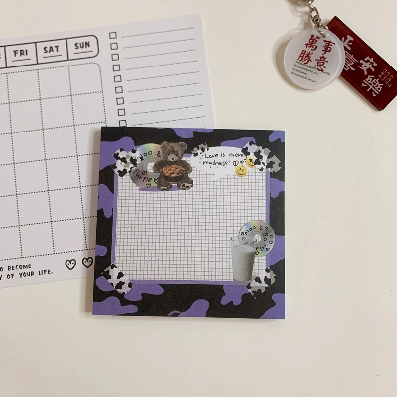 50 Sheets Ins Hot American retro style cute bear Mini Portable Notepad Diary Book Exercise Book Papelaria School Office Supply