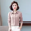 TingYiLi Elegant Office Wear Satin Silk Blouse Spring Autumn Long Sleeve Women's Tops Pink Yellow Blue Green Black White Shirt 4