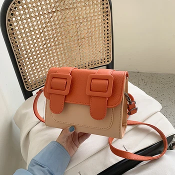 

NEW original design fashion contrast color square bag elegant shoulder bag messenger bag L: width 20cm height 16cm thickness 9cm