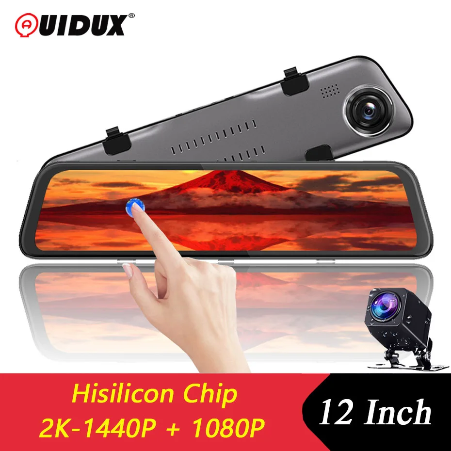 QUIDUX новое 1" зеркало заднего вида 2K 1440P Super HD для huawei Hisilicon cpu sony 335 Автомобильный видеорегистратор ночное видение