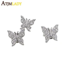 Милое симпатичное животное, серьги-гвоздики для девочек и женщин, розовое золото, прозрачный Фианит, модное женское минимальное тонкое ювелирное изделие