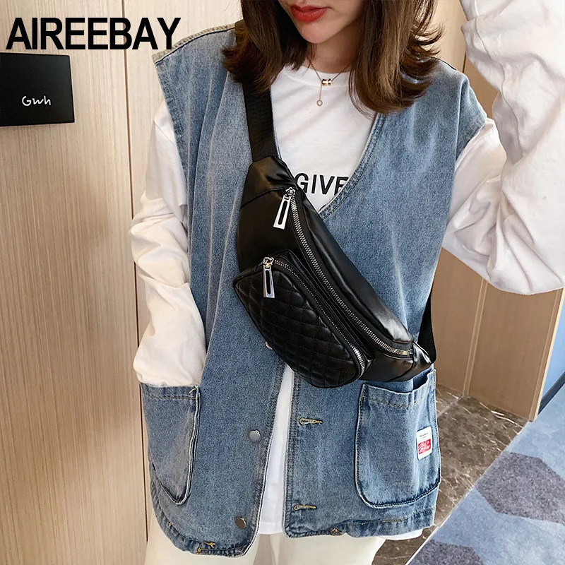 AIREEBAY Винтажный стиль поясная сумка женская pu кожаная сумочка на ремне поясная сумка дорожный ремень кошельки кошелек поясная сумка для женщин