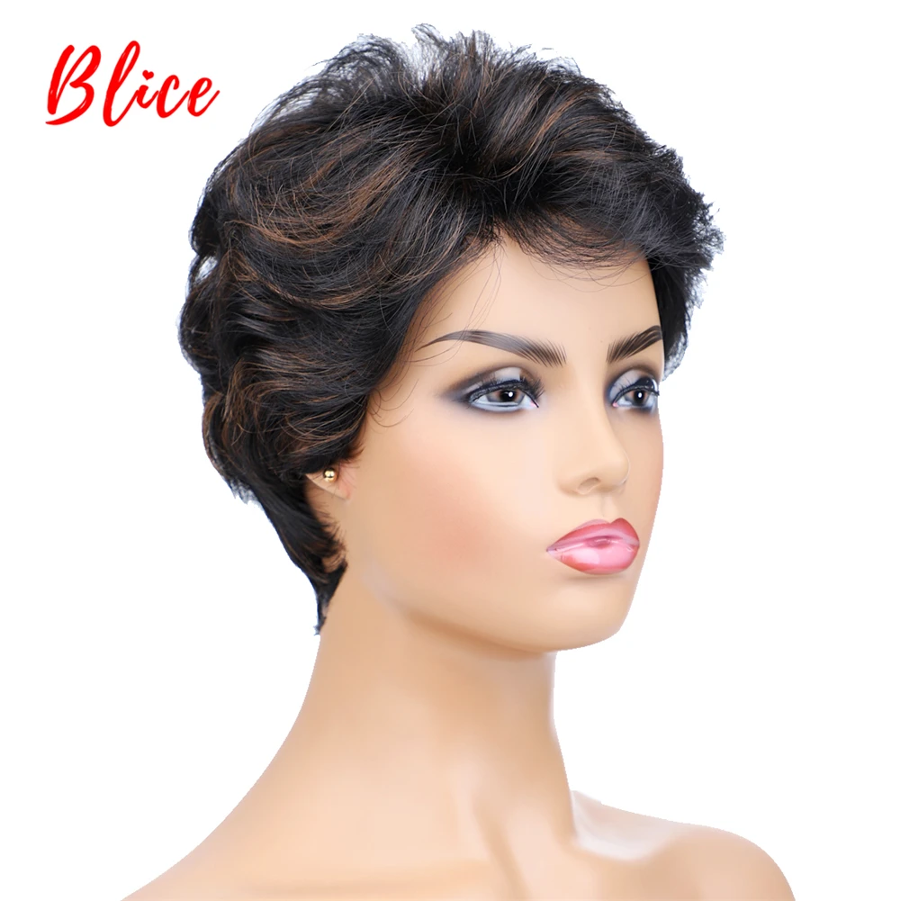 Blice синтетические волосы смешанные цвета Короткие натуральные волны для женщин термостойкий парик с канекалоном P1B/30 парики на каждый день