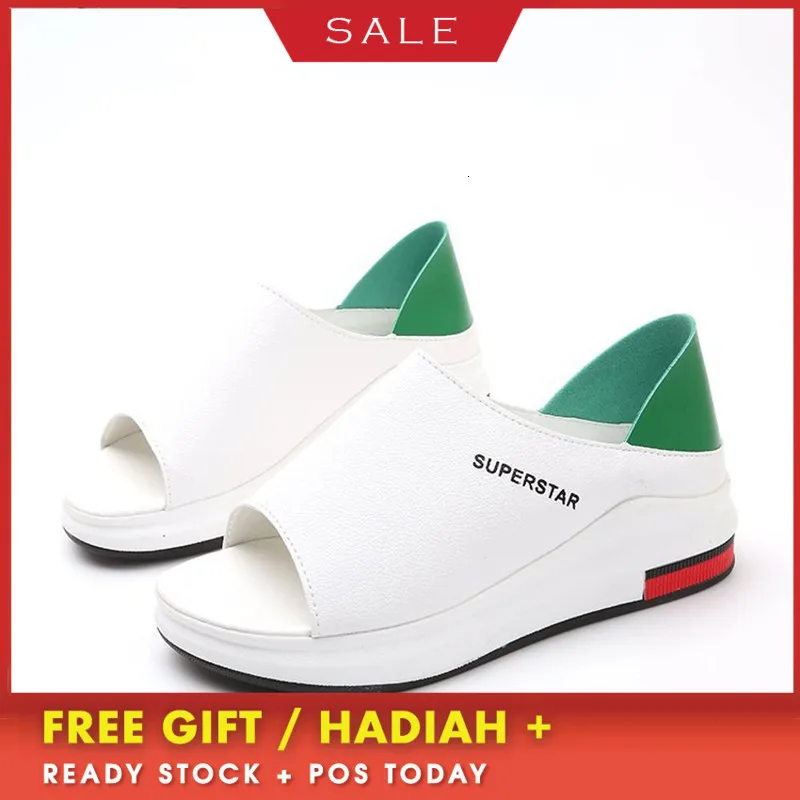 

BOUSSAC Summer Casual Flat Women Sandals Sport Fashion Mixed Colors Slip-On PU Leather Non-slip Platform Beach Women Shoes