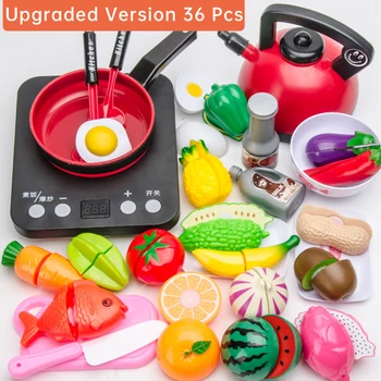 

New 36Pcs/Set Pretend Play Barbecue Toy Kitchen Set Cooking Play Food Set Toy Simulation Microwave Oven Appliances Gift D225