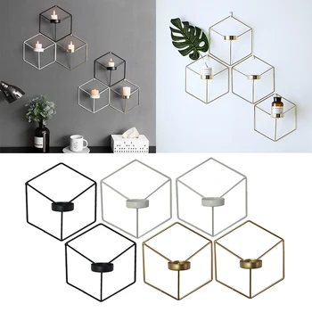 

2pcs 3D Geometric Candlestick Wall Hanging Candle Holder -20.5x18cm