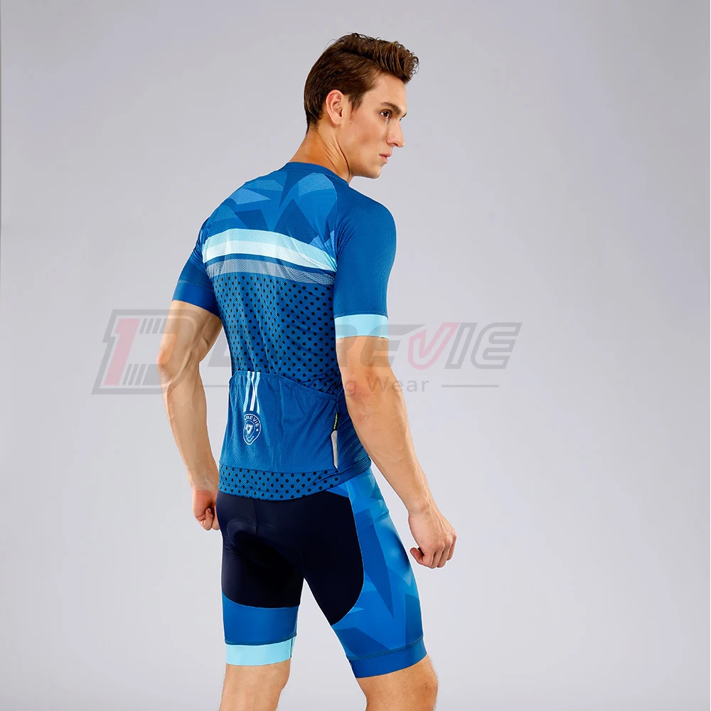 Darevie Navy Blue Cycling Bib Shorts Men Breathable Shockproof 3D Sponge Pad Biking Bib Shorts with 7 cm Band