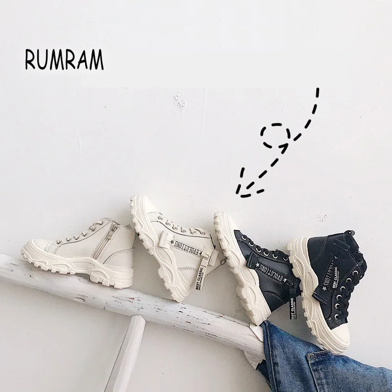 RumRam/сезон осень-зима; вечерние детские ботинки для девочек из искусственной кожи; водонепроницаемые Нескользящие Модные Повседневные детские ботинки; детская обувь