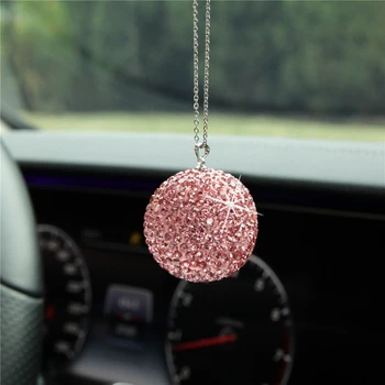 

Car Rearview Mirror Pendant car Charm Bling Crystal Ball Ornament Hanging Car Interior Accessories