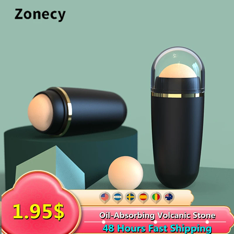 Face Oil Absorbing Roller Natural Volcanic Stone Massage Body Stick Makeup Skin Care Tool Facial Pores Cleaning |