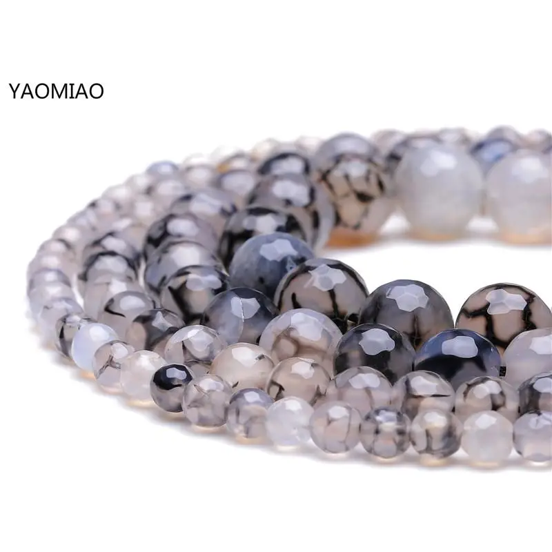 

Wholesale Multi-faceted Natural Stone Black Dragon Vein Agates 6-12mm Stone Beads for Jewelry Making Charm Bracelet DIY