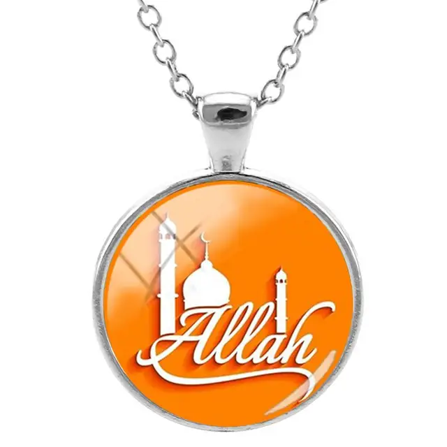 Pendant necklace islam muslim Religious Friends gift Glass Dome Pendant Necklace women men Jewelry NT453 NT457