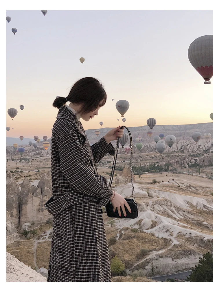 Зимнее шерстяное пальто для фотосессии, стиль, свободный крой, выше колена, с сумочкой, даже на талии, с изображением птиц, для женщин