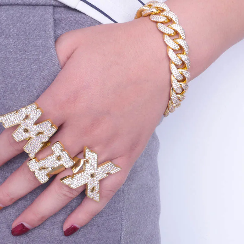 Хип-хоп AAA кубическая циркониевая подвеска Bling Iced Out Bubble кольцо с гравировкой Bling CZ кольца женские мужские Клубные рапперы ювелирные изделия регулируемый размер