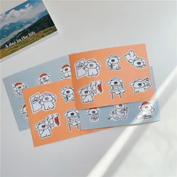 Cartoon Hatted Bear Brief Strokes Cute Stickers Korean Ins Children Diy Paster Notebook Stationery Kawaii Decorative Sticker PVC