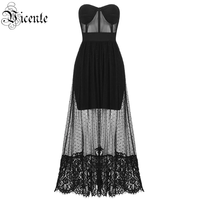 VC все Бесплатная доставка Горячая шикарная Кружевная Сетка в горошек Сращивание