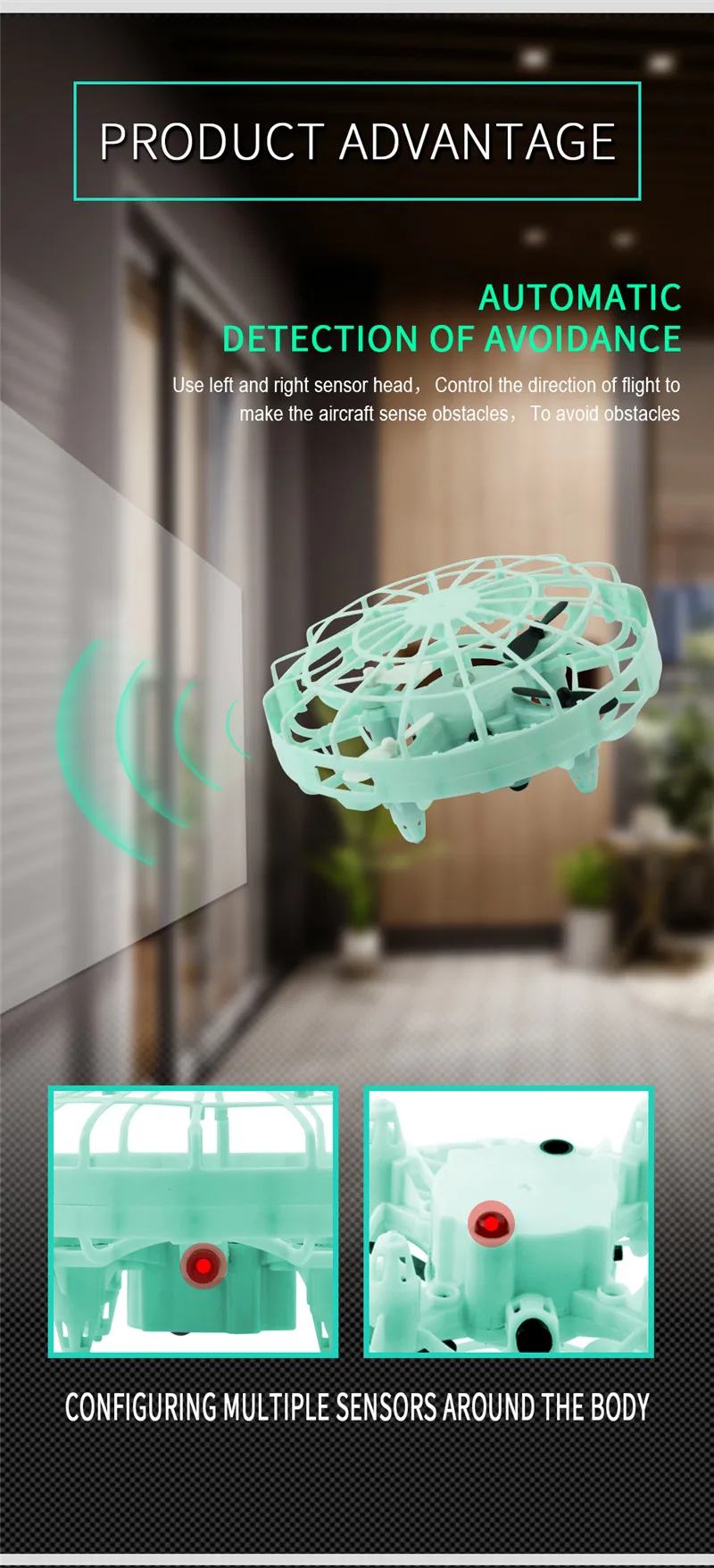 JDRC JD10  Mini Drone UFO Infrared Sensing Control Hand Aircraft Quadcopter Infraed Induction Intlligent Blue/Green RC Kid Toy
