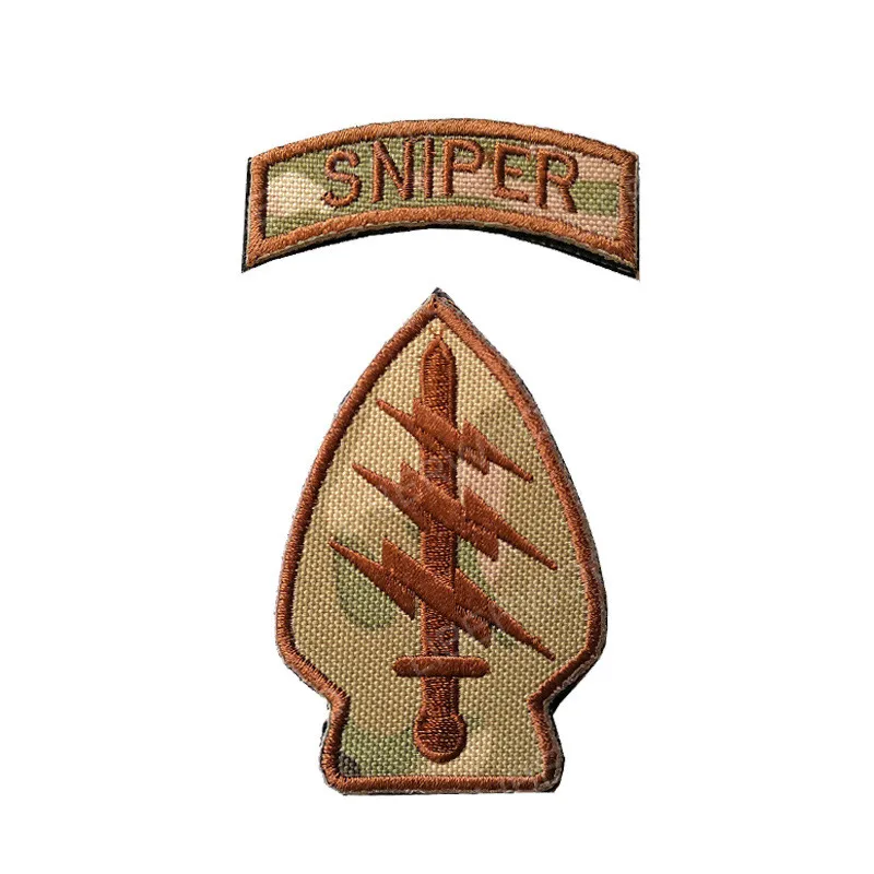 Нашивка армии США EOD юнит снайперская Боевая нашивка воздушно-десантная тактическая эмблема Флаг Великобритании США военные значки Аппликации Наклейки на наручную повязку CP - Цвет: SNIPER 2pcs set