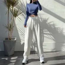 

HOUZHOU Women Sports Pants Joggers White Trousers Oversize Gray Jogging Sweatpants Baggy High Waist Female Korean Fashion