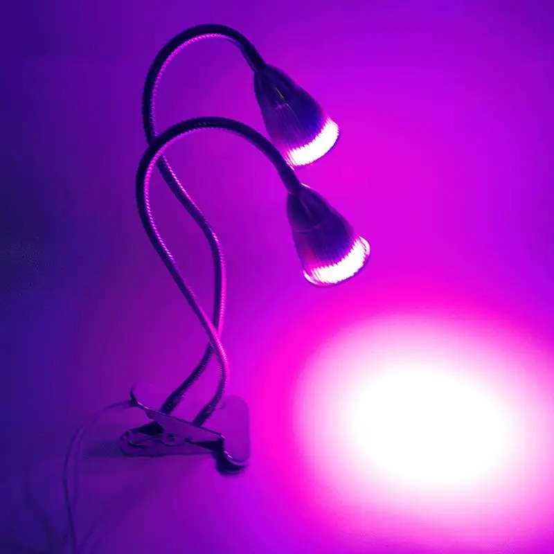 Plant Growth Lamp Double Head With Clip Plant Light Fluorescent Night Light Botanical Illumination Lamp Office Decoration Lamp
