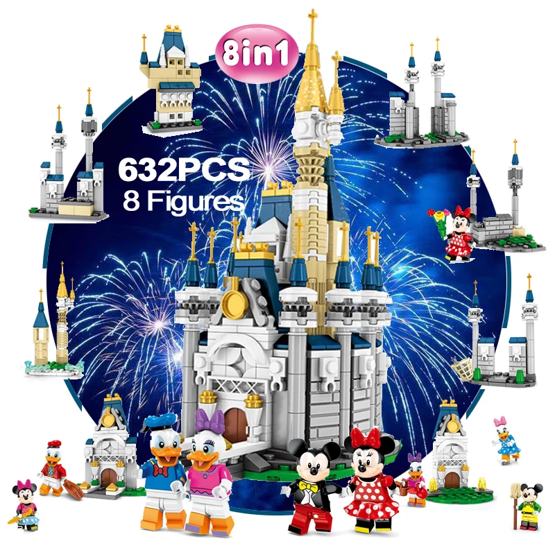 

Friends Princess Girls Mickey Mouse Castle House Heart Lake City Building Block Bricks Toys kits Compatible Creator ideas