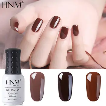 

HNM Coffee Brown Pure Color Gel Nail Polish Soak Off UV LED Lamp Nail Gel Varnish Semi Permanent Hybrid Gellak Gel Lacquer 8ml